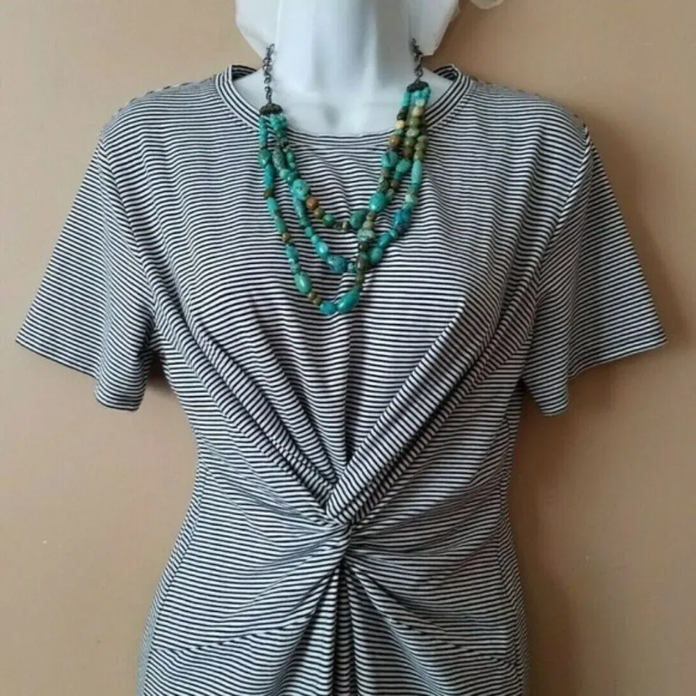 Theory Knotted Striped Pima Cotton Dress - Picture 2 of 6